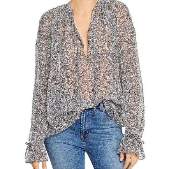 Anine Bing Tops - Anine Bing Abigail 100% silk black and white print blouse.  Size XS